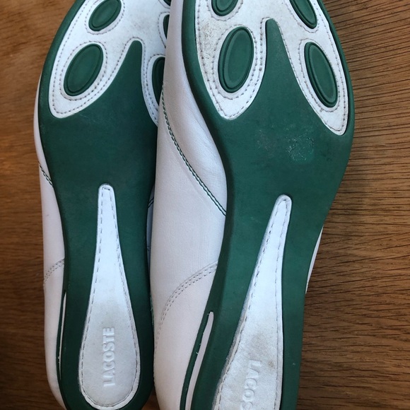 Lacoste men’s trainers size 9 cream and green leather - Picture 2 of 4